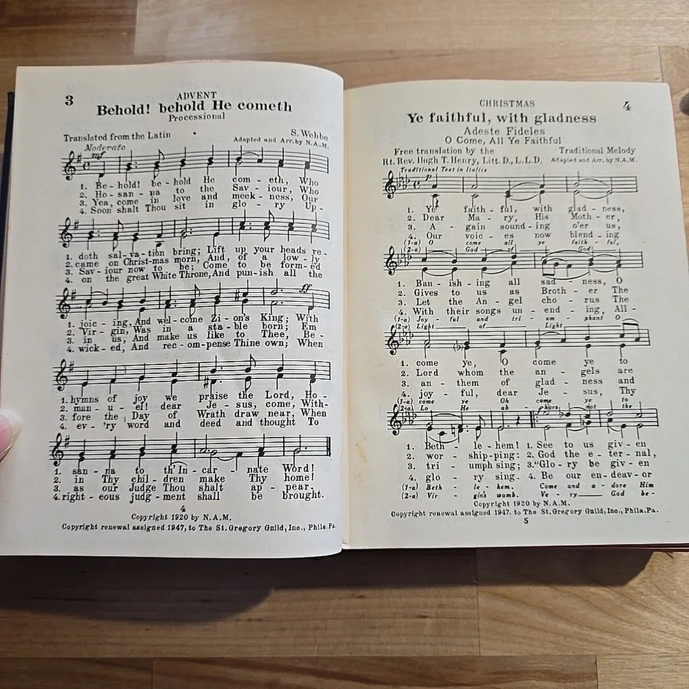 Vintage St. Gregory Hymnal & Catholic Choir Book 1947 Melody Edition Sheet Music
